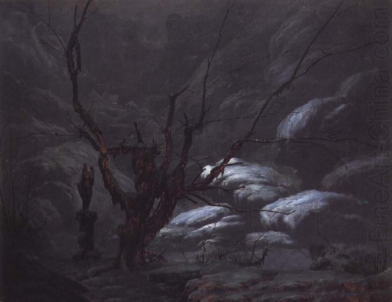 Mountain Gorge in Winter, Carl Blechen